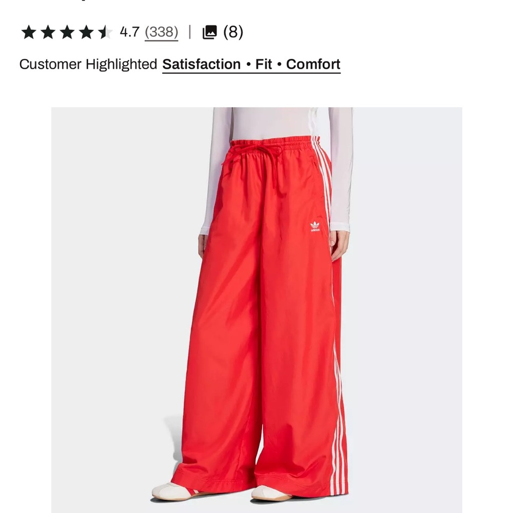 Adidas Adilenium Track Pants Wide-Leg Red Pants with White Stripes